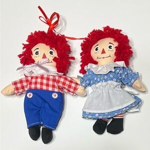 Vintage Applause  Raggedy Ann and Andy Ornament Dolls